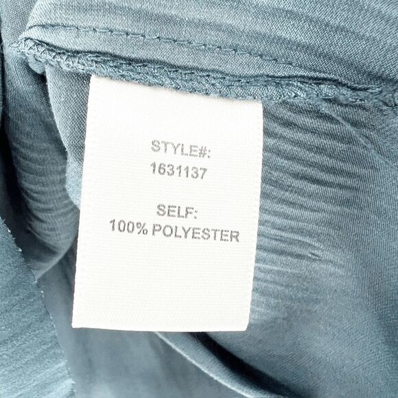 Taroo Mock Neck Blouse Top Womens‎ Size M Green Ruffle Tie Long Sleeve Flowy - Picture 3 of 6